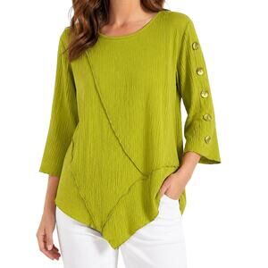 Moonlight by Y & S Sz XL Green Wearable Art to Wear Blouse Shirt Top Artsy